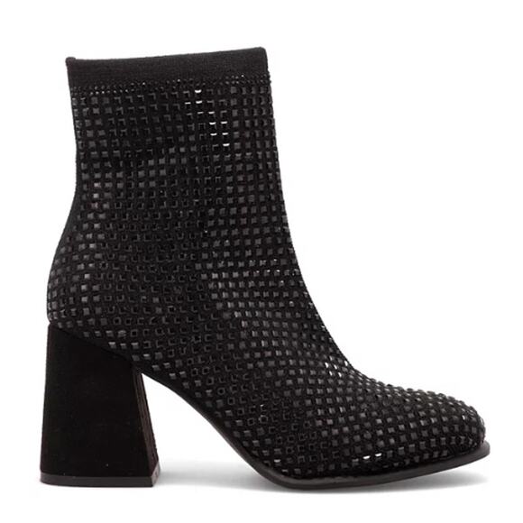 MIA Shoes Piana Block-Heel Rhinestone Knit Booties in Black NEW Size 6.5 - Picture 2 of 8